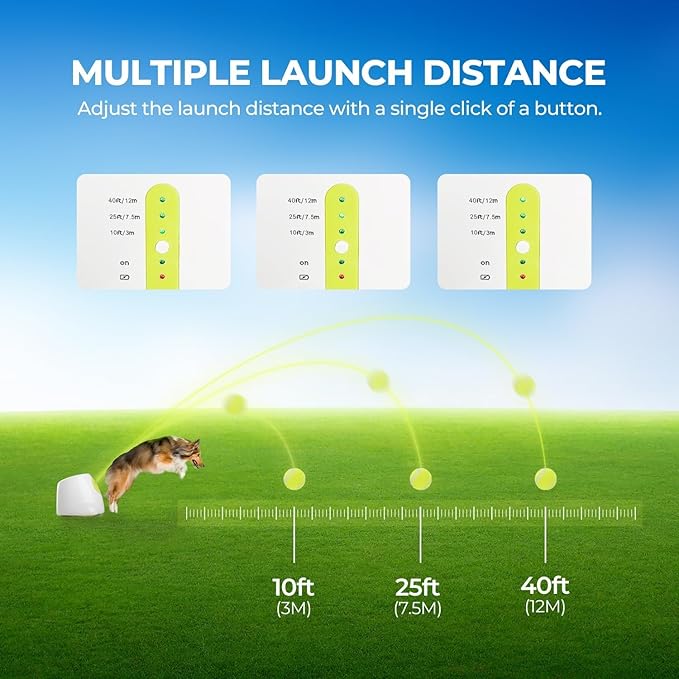 AFP Automatic Ball Launcher for Dogs Interactive Puppy Pet Ball Outdoor Thrower Fetch Machine, 6 Balls Included (2.5 inch) for Medium to Large Dogs, Rechargeable Battery