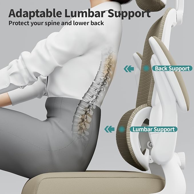 TRALT Office Chair Ergonomic Desk Chair, 330 LBS Home Mesh Office Desk Chairs with Wheels, Comfortable Gaming Chair, High Back Office Chair for Long Hours (Khaki)