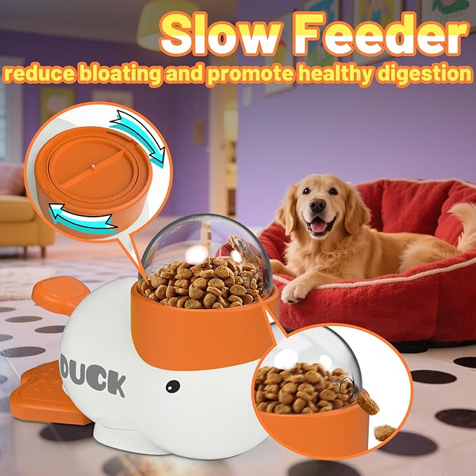 Dog Interactive Treat Dispenser Toy Food Puzzle Slow Feeder Duck-Shaped Dog Puzzle Feeders for Small Medium Dogs Cats IQ Training Reduces Bloating for Healthy Eating