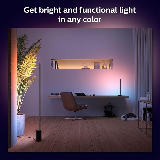 Philips Hue Signe Smart Color Changing Floor Lamp, Black, White and Color Ambiance, Pack of 1, Control with Hue App, LED Floor Lamp Compatible with Alexa, Google Assistant, and Apple Homekit