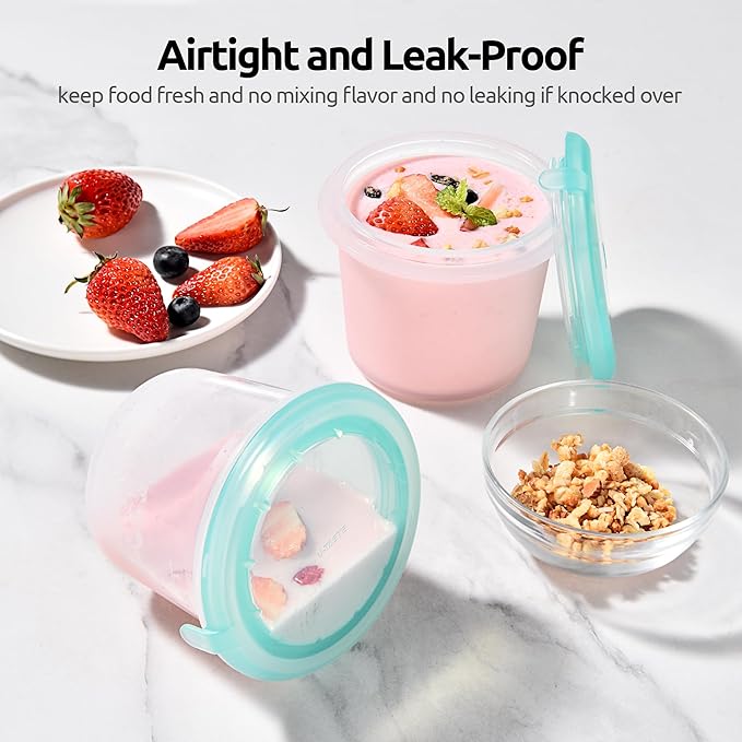 U-Taste 1 Cup Silicone Food Container: Small Kitchen Storage with Airtight Lid, Freezer & Microwave Safe, Fruit Box with Date Marking Circle, Clear Stackable for Meal Prep Portion (Set of 2, Aqua Sky)