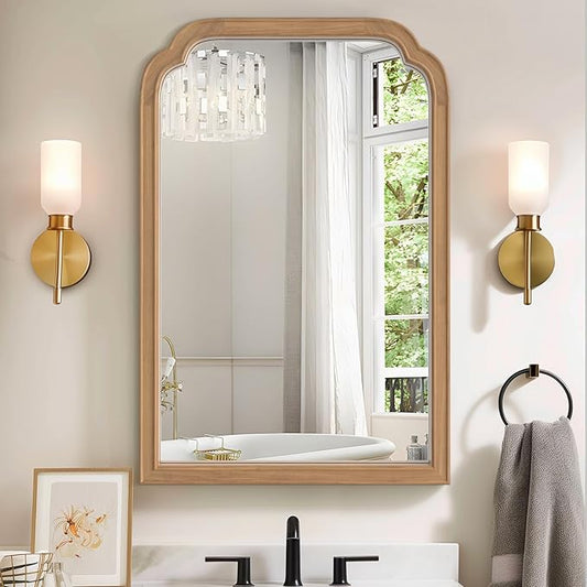 HOMECOOKIN Wood Bathroom Mirrors for Wall Mounted, 20" x 30" Rustic Wood Frame Wall Mirrors Decorative for Living Room or Bedroom Vanity Mirror (DH) B