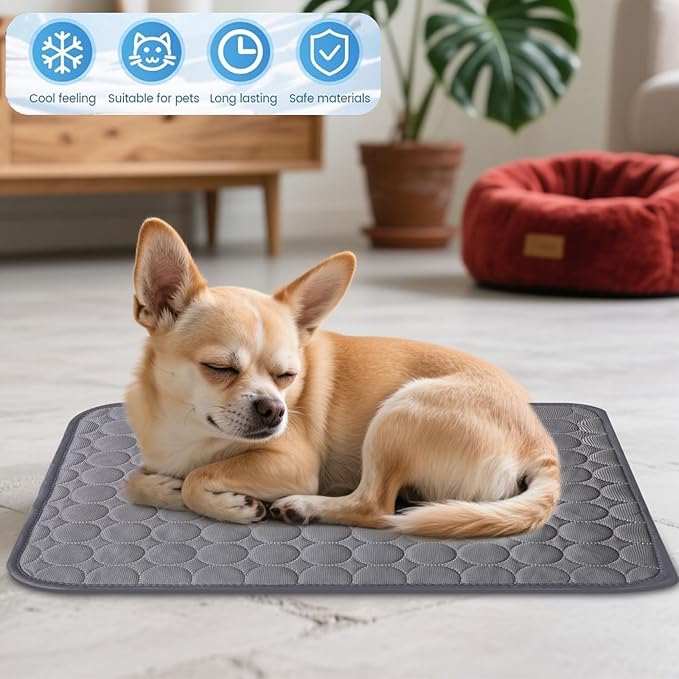 2025 Portable Dog Cooling Mat - Washable Pet Cooling Pad for Dogs & Cats - Ideal for Home & Outdoor Use (Dark Grey, 27.6" L x 21.7" W) - Keeps Pets Cool & Comfortable