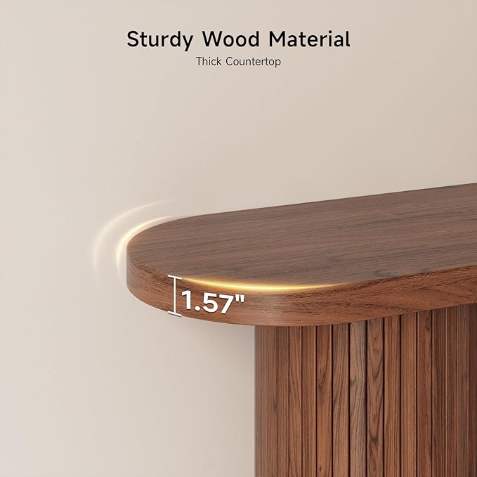 ONBRILL 55 Inch Fluted Entryway Table, Wood Console Table, Couch Tables Behind Sofa, Farmhouse Style, Modern Sofa Stand for Entrance Hallway Living Room Foyer (Walnut)