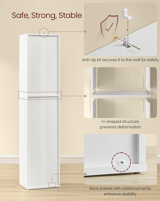 VASAGLE Custos Collection - Bookshelf, 5-Tier Bookcase, Book Shelf, Open Storage Shelf, 9.4 x 11.9 x 52.8 Inches, for Living Room, Home Office, Dinning Room, Cloud White ULBC419W01