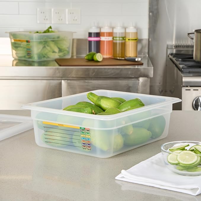 Restaurantware Food Pans Pack of 10 Plastic Rectangle Food Containers Half Size with Traceability Label, Storage Containers Dishwashable Hot Cold Friendly for Restaurants Buffet Commercial Use