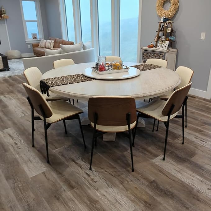 LUNLING Dining Chairs Set of 4 Mid Century Modern Retro Faux Leather Chairs with Walnut Bentwood Upholstered Seat Metal Legs Chair,Adjustable Foot for Kitchen Dining Room Chairs(Beige)