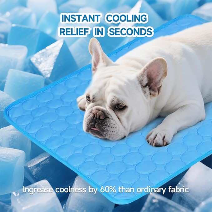 Dog Cooling Mat for Indoor & Outdoor - Reversible Pet Coolings Pad with Ice Silk, 3 Sizes (XS-L) - Cooling Blanket for Dogs & Cats (Blue, X-Small)