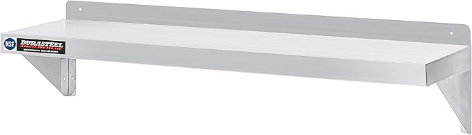 DuraSteel Stainless Steel Shelf - 48 Inch Wide x 14 Deep Commercial NSF Mounted Metal Wall Shelf Pantry Organizer Garage Storage Shelves - Rack Shelving Restaurant Kitchen Units Laundry Utility Room