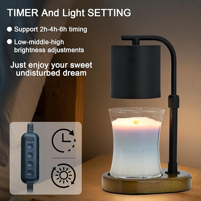 Candle Warmer Lamp Timer for Women Mom, House Warming Gifts New Home Decor, Modern Farmhouse Decor, Candle Warmer for All Jar Candles with 2 Bulb Black