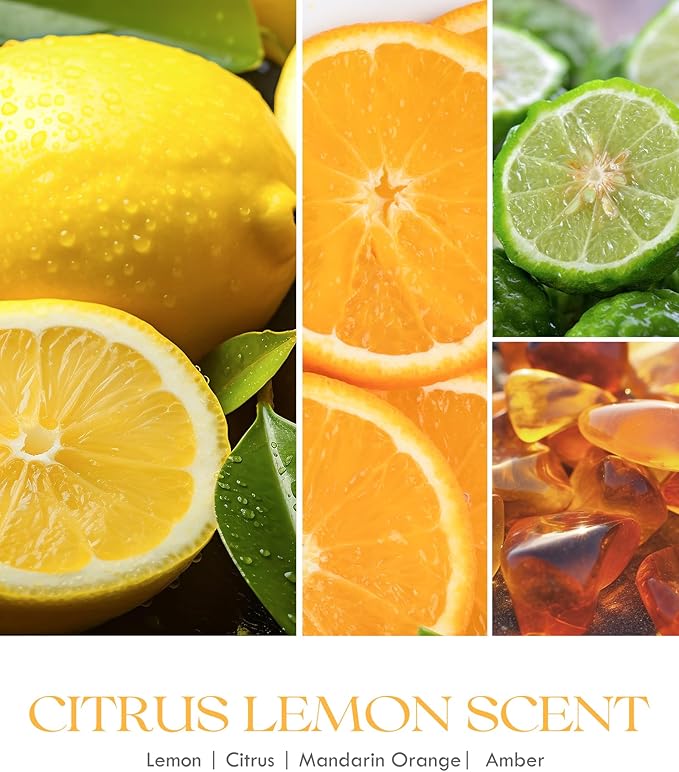 AOOVOO Citrus Lemon Large Odor Eliminating Highly Fragranced Candle - Eliminates 95% of Pet, Smoke, Food, and Other Smells Quickly, Air Freshing Soy Candle, 22 oz Up to 110 Hours Burn time