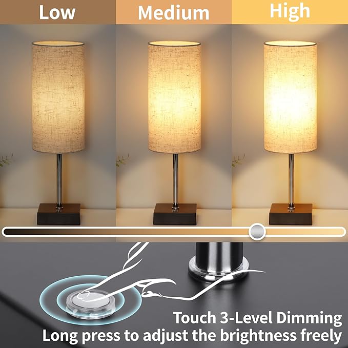 AVV Cordless Table Lamp with Dimmable, Rechargeable 3 Modes Battery Powered Bedside Lamp, Battery Operated Lamps for Night Stand, Touch Lamp for Bedroom, Living Room, Reading Room, 15 Inch Beige