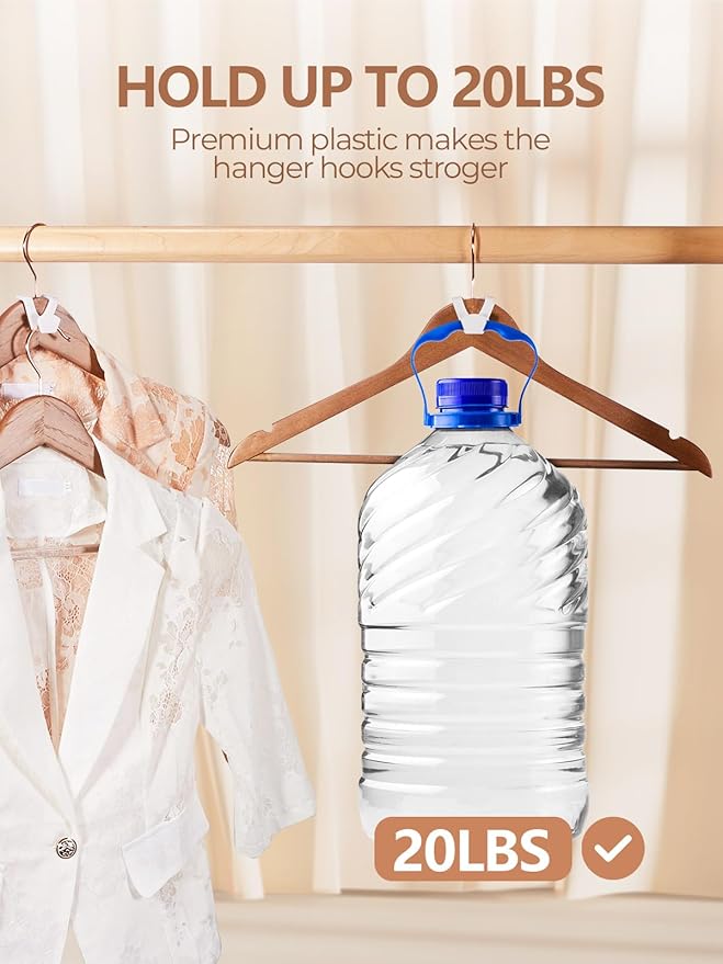 HOUSE DAY Space Saving Hanger Hooks 60 Pack, White Clothes Hanger Connector Hooks, Heavy Duty Hangers Hook Space Saver, Sturdy Hanger Connector Hook, Premium Cascading Hangers for Closet