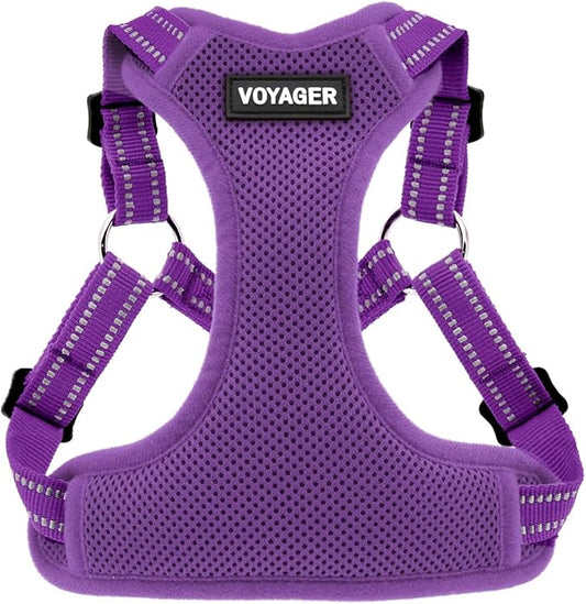 Best Pet Supplies Voyager Adjustable Dog Vest Harness Breathable No Pull Harness for Small, Medium, Large Dogs, Harness for Walking, Jogging, Easy Step-in, Reflective Stripes - Purple, S