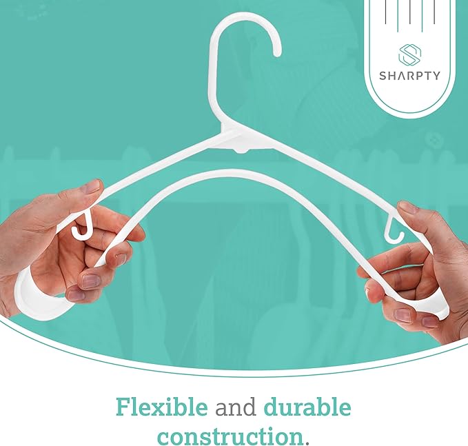 Sharpty Plastic Hangers Clothing Hangers Ideal for Everyday Standard Use (White, 60 Pack)