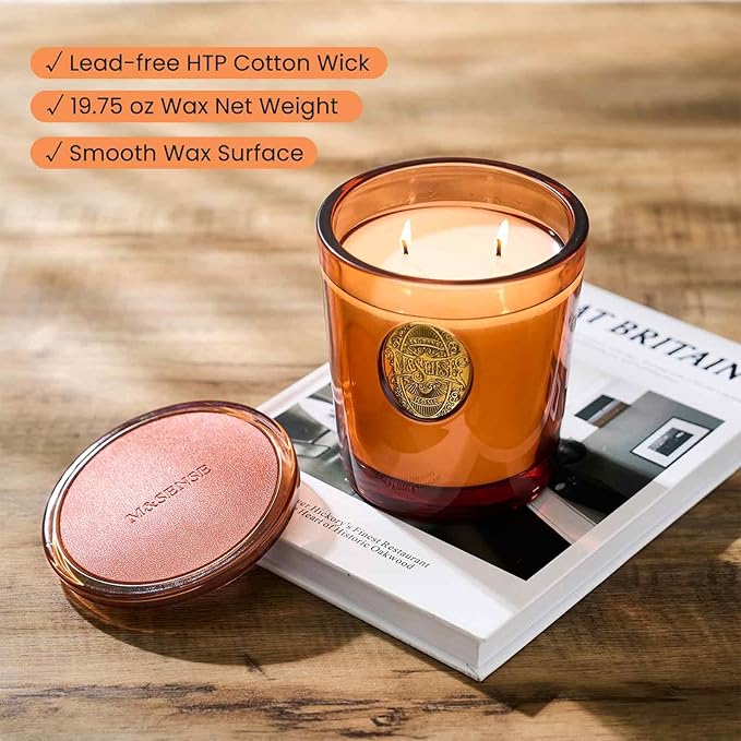 M&SENSE Large Two-Wick Soy Candle | Orange Goji & Neon Orange | 19.8 oz, 120H Burn Time | Luxury Scented Candle for Relaxation, Gifting, Home Décor | Ideal for Bedroom, Office, Party Ambiance