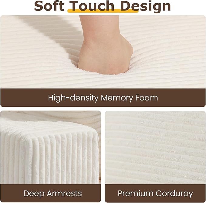 3 Seater Boneless Couch for Living Room, Convertible Futon Sofa Bed Comfy Pull Out Couch with 5 Pillows & Detachable Washable Cover, Upholstered Floor Sofa in A Box, No Assembly Required, Beige