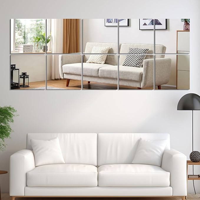 Vlush Full Length Wall Mirrors 11'' x 11'' x 10PCS Home Gym Full Body Mirror Full Length Mirror Wall Mounted Mirrors Decorative for Home Gym, Door, Bedroom & Bathroom