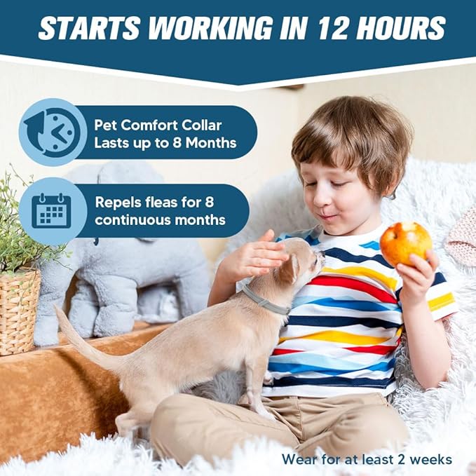 Flea and Tick Collar for Puppies, Dog Tick Collars, Flea Collar for Small Dogs, Waterproof, 8 Months Protection Each, One Size Fits All-2P