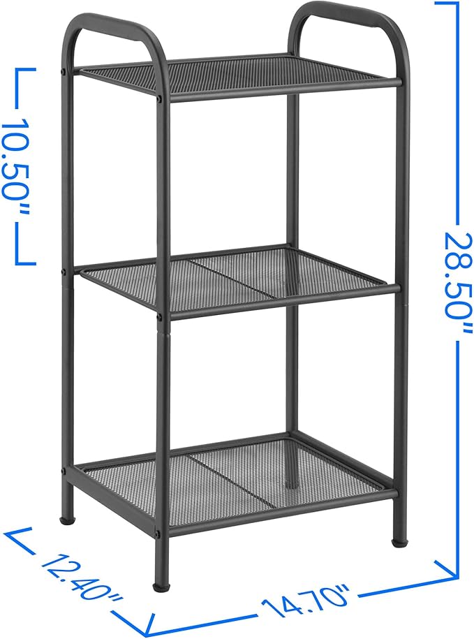 MAX Houser Storage Rack with Shelf,Industrial Style Extendable Plant Stand, Standing Shelf Units for Kitchen, Bathroom, Office,Living Room, Balcony, Kitchen (Charcoal Gray, 3 Tier)