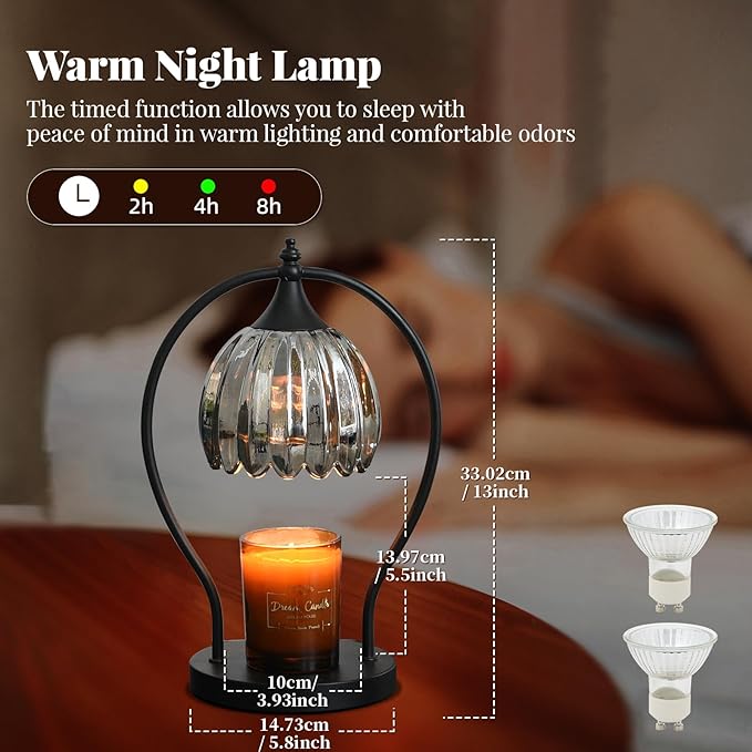 Candle Warmer Lamp with Timer, Vintage Black Wax Melt Warmer Lamp Electric Dimmable Candle Warmer, House Warming Gifts Home Decor for Living Room Bedroom Office, Birthday Gifts for Mom, Women & Men