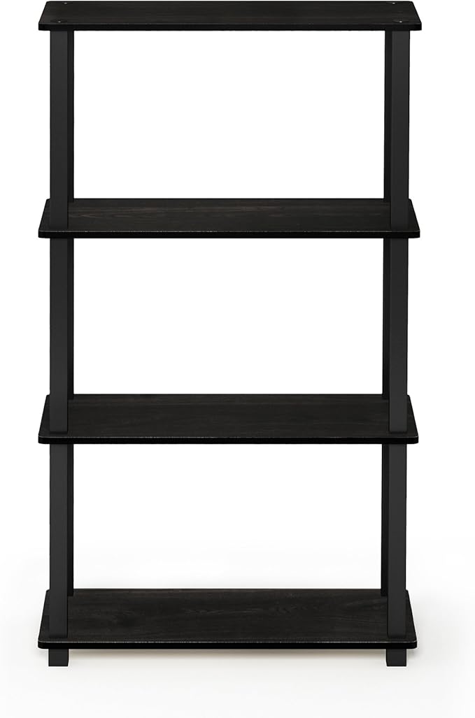Furinno Turn-N-Tube 4-Tier Multipurpose Shelf Display Rack, Square Tube, Espresso/Black