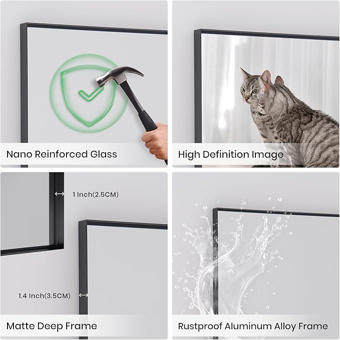 Wall Mirror 30" x 48" for Bathroom Modern Black Deep Frame Mirror for Wall Decorative Horizontal or Vertical Wall Mounted Mirror for Bedroom Living Room Entryway Wall Decor