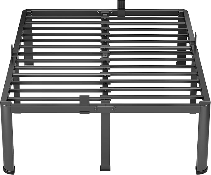16 Inch Full Heavy Duty 3500 lbs Bed Frame with Round-Corner Legs & Anti-Squeak Design – Quick Assembly Metal Platform, No Box Spring Needed