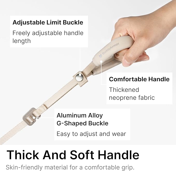 Ultra Lightweight Cat Leash Adjustable with Padded Handle, Soft Thin Nylon Cat Walking Training Waist Crossbody Leash for Kitten >4lbs Small Medium Large Cats Puppy, No Harness (Linen)
