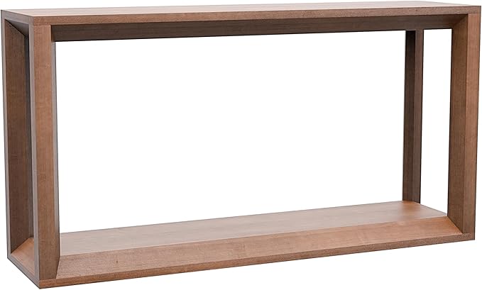 60" Rectangular Solid Wood Veneer Console Table for Entryway, Wide Sofa Table, Behind Couch Table with Ample Storage for Entryway & Living Room, Dark Brown