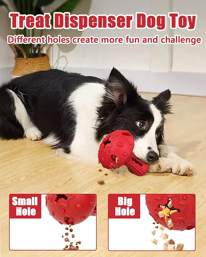 Dog Chew Toys for Aggressive Chewers, Rubber Treat Dispensing Stimulation Toy to Keep Them Busy, Durable Interactive Enrichment Puzzle Toy for Medium Large Breed Dogs