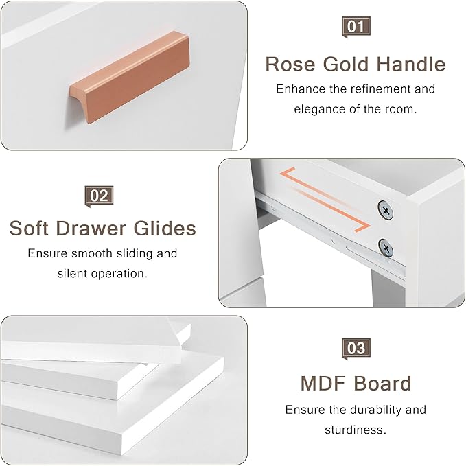 Makeup Vanity with Mirror and LED Lights, Vanity Desk Table with 9 Drawers, 6 Storage Shelves with Protect Panel, Power Outlet and 3 Color Modes Available for Bedroom Dressing Room, White