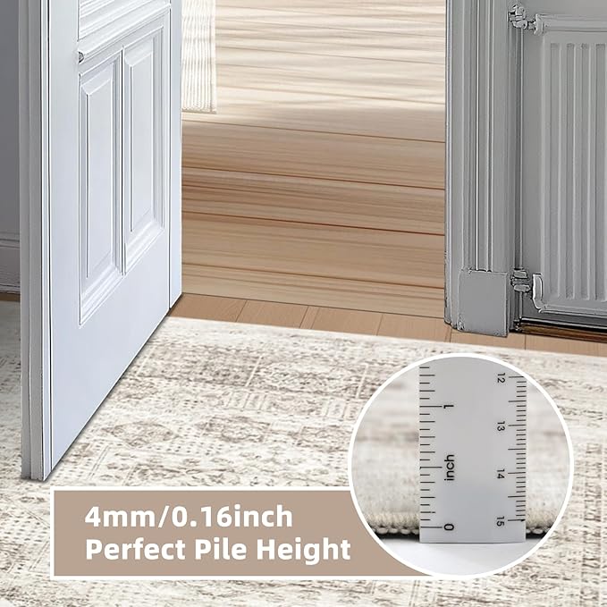 Washable Rugs 8x10 Area Rugs for Living Room,Bedroom,Dining Room- Modern Abstract Large Area Rugs with Non Slip Rubber Backing,Soft Low Pile Neutral Accent Carpet for Nursery Dorm Home Office