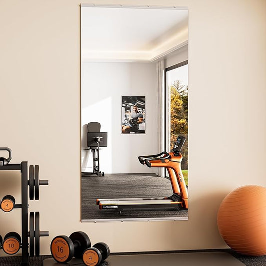 Keonjinn Home Gym Mirror, 72" x 36" Workout Mirrors for Home Gym, Frameless Tempered Glass, Full Body Wall Mirrors for Fitness Exercise, Yoga Room, Dance Studio, Garage