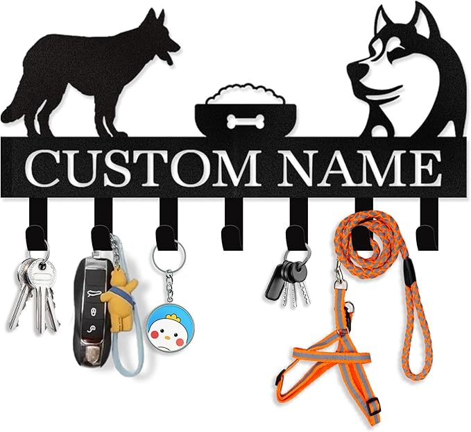 Personalized Dog Leash Holder for Wall - Custom Dog Leash Holder for Wall with Pet's Name, Metal Dog Stuff Storage Organizer, Dog Leash Hangers for Wall, Dog Decor Gifts for Entryway, Farmhouse