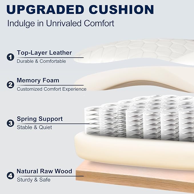 Misolant Big and Tall Office Chair with Footrest, High Back Executive Desk Chair with Adjustable Lift Armrest, 155°Recline，Lumbar Support Pillow, Faux Leather Gaming Chairs for Home or Office White