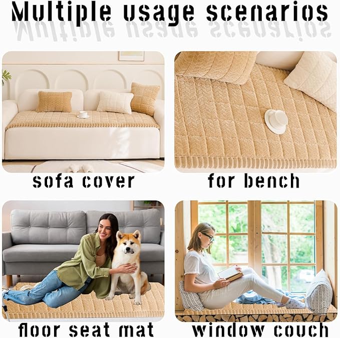 Sofa Cover Fuzzy Couch Cover for Pet, Couch Covers for Dogs Washable Non-Slip Sofa Slipcover Cushion Protector Pets Friendly Mat Bed