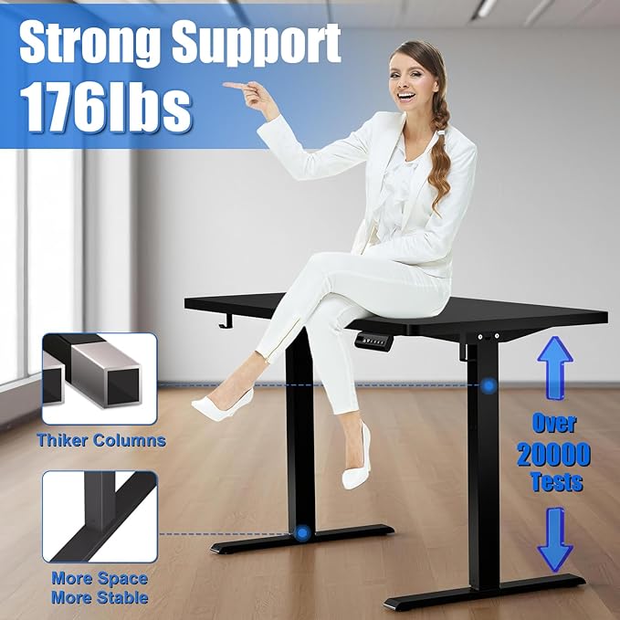 Whole Piece Standing Desk with Wheels Adjustable Height- Mobile Stand up Desk with Lockable Casters, Portable Sit Stand Desks Electric for Home & Office Workstation