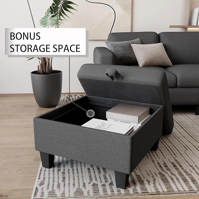 Sectional Couches for Living Room, 78" L Shaped Sofa 3 Seat Modern Couch with Storage Ottoman Convertible Couches for Small Space, Living Room, Bedroom, Apartment and Office