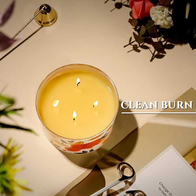 HomeLights Citrus Wood Sage Scented Candles | 18oz Soy Candles Eclectic Mixed Styles 4-Wick Large Candle Jars | Ideal Candle Gifts for Events, Home Decor Stress, Relief & Relaxation