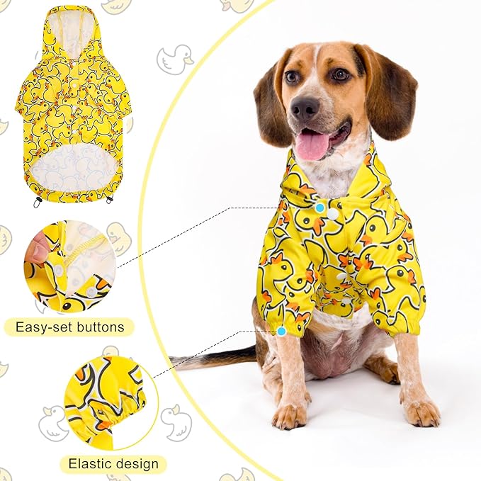 BEAUTYZOO Dog Raincoat Hooded with Harness Built-in for Small Medium Large Dogs Girls Boys, Dog Rain Jacket Slicker Poncho, Waterproof Dogs Rain Coat Clothes for Winter Rainy Snowy Days, Yellow M