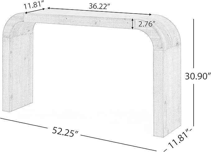 Modern Curved Console Table 52-Inch Narrow Entryway Sofa Table for Living Room Entrance Hallway Furniture, Natural