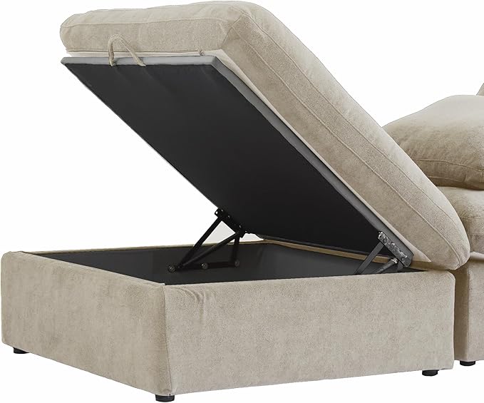 Cloud Couch Modular Sectional Sofa with 2 Storage Ottomans,160.6" U Shaped Couch,Minimalist 6 Seater Wide Deep Seat Convertible Couches, Covers Washable&Replaceable,Khkai