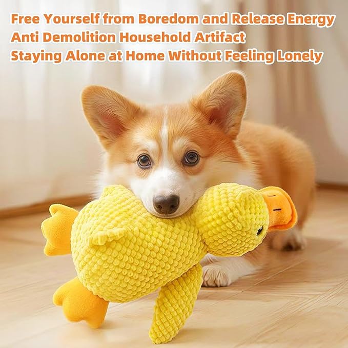 2024 New Calming Duck Dog Toy, Emotional Support, Yellow, Plush, Interactive for Boredom, Dog Companion, Large 17.7*15in (C-Pink)