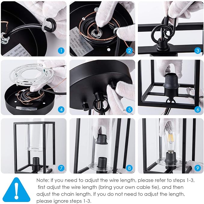 MAYNA 1-Light Farmhouse Pendant Light, Black Metal Cage Light Fixtures with Adjustable Chain and Glass Shade,Hanging Lights for Kitchen Island,Porch,Hallway