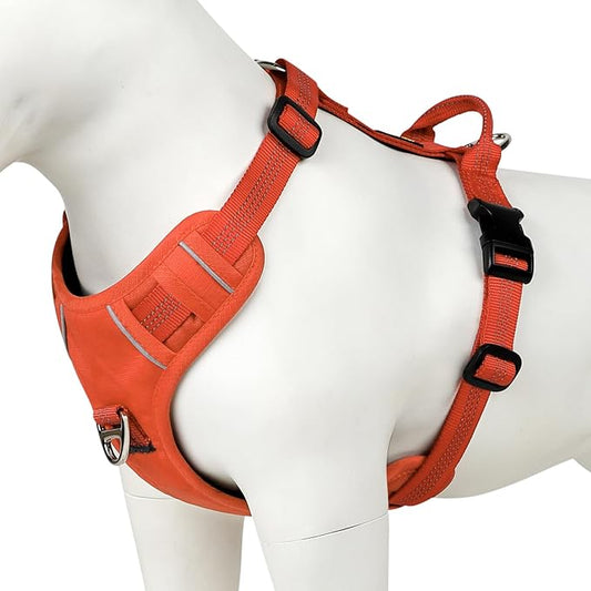 Plutus Pet No Pull Dog Harness, Reflective Adjustable Dog Vest Harness with Handle, Escape Proof, Soft Padded for Small Medium Large Dogs (Orange, S)