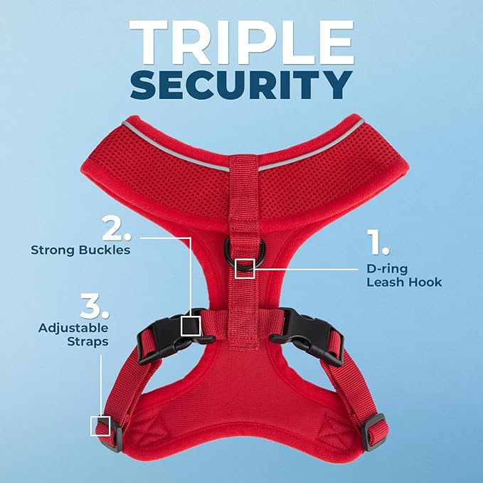 Best Pet Supplies Voyager Aerolite No Pull Mesh Dog Harness, Reflective Stitching, Breathable Harness, Adjustable for Walking, Training, Running, Heavy Duty and Durable, Red, XL