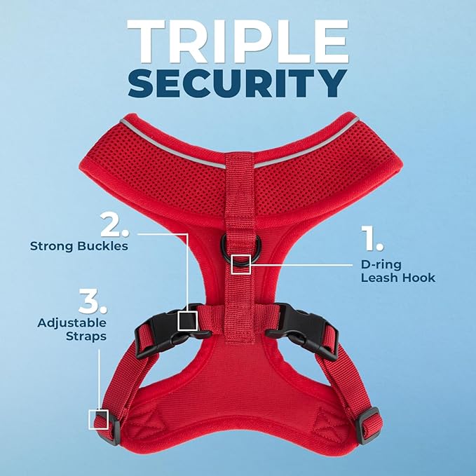 Best Pet Supplies Voyager Aerolite No Pull Mesh Dog Harness, Reflective Stitching, Breathable Harness, Adjustable for Walking, Training, Running, Heavy Duty and Durable, Red, S