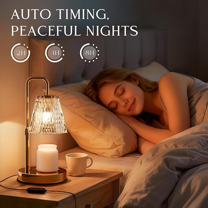 Candle Warmer Lamp with Timer – Dimmable Wax Warmer for Room Decor, Height Adjustable Candle Lamp for Mom, Birthday Gifts for Women, House Warming Gifts for New Home Decor with 2 Bulbs