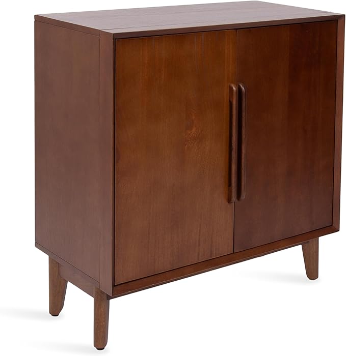 Kate and Laurel McCutcheon Modern Two-Door Mango Wood Floor Storage Cabinet, 30 x 15 x 30, Walnut Brown, Transitional Living Room TV Stand for Use as Sideboard Buffet Cabinet or Bar Storage Buffet
